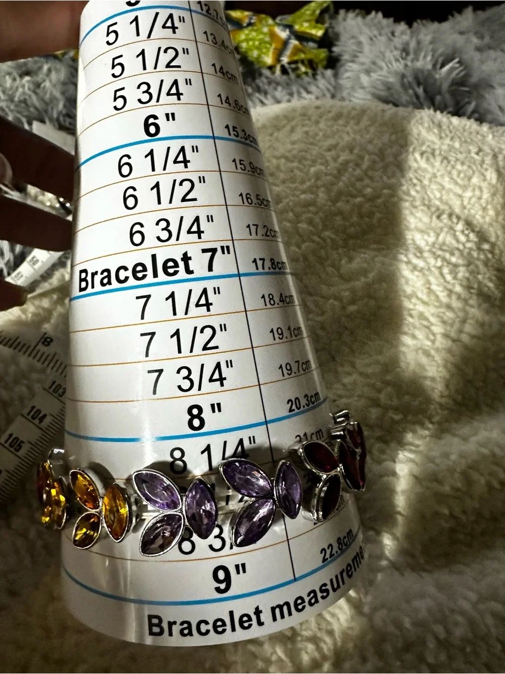 2pcs Vintage Marquise Gemstone Bracelet-Purple, Red & Yellow par with a red ring